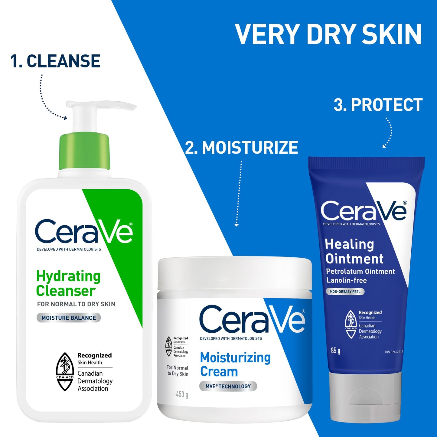 CeraVe Healing Ointment, Moisturizing Petrolatum Skin Protectant for Dry Skin with Hyaluronic Acid and Ceramides, Multi-Purpose Face, Body & Lip Balm, Lanolin-Free & Fragrance-Free, 85 g