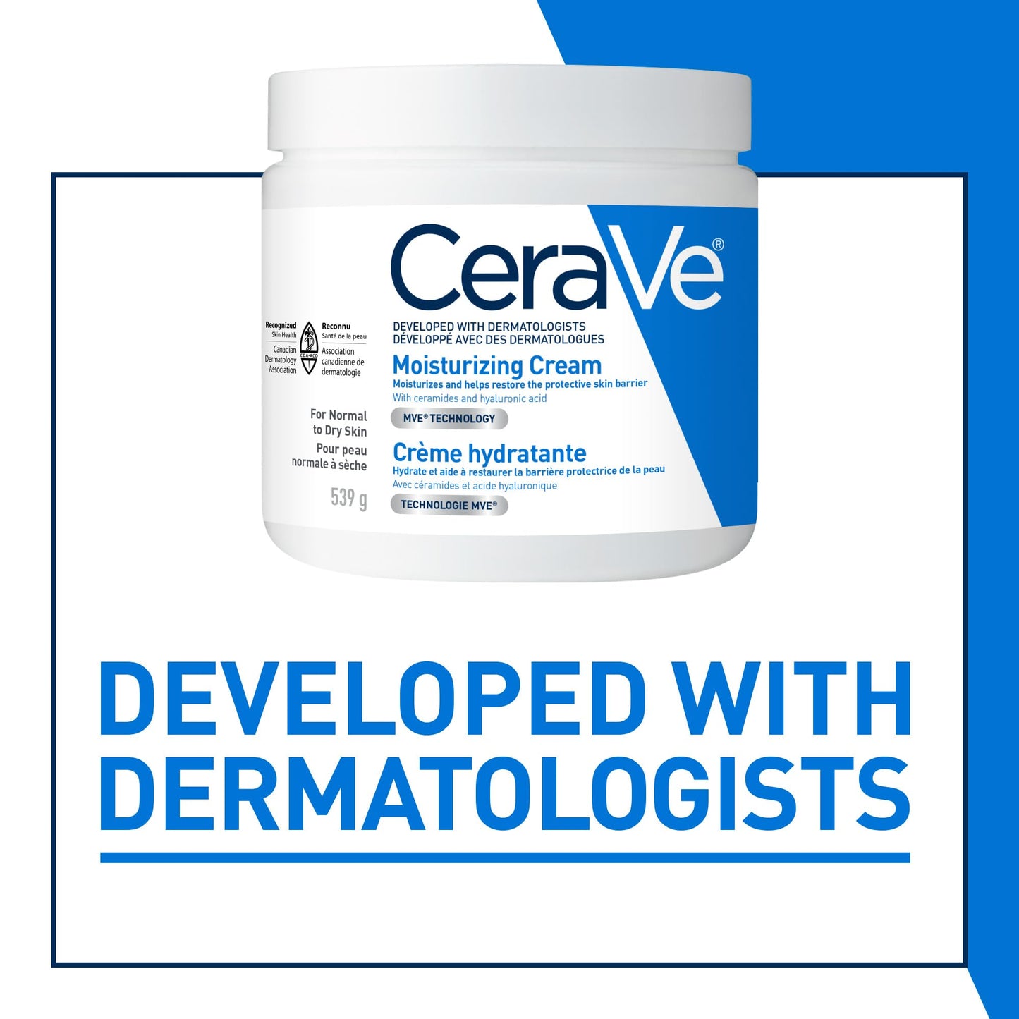 CeraVe Moisturizing Cream, Daily Face, Hands, & Body Cream Moisturizer for Dry Skin With Hyaluronic Acid and Ceramides for Women and Men. Sensitive skin, Oil-free, Non-comedogenic, Fragrance-Free, 539 Grams