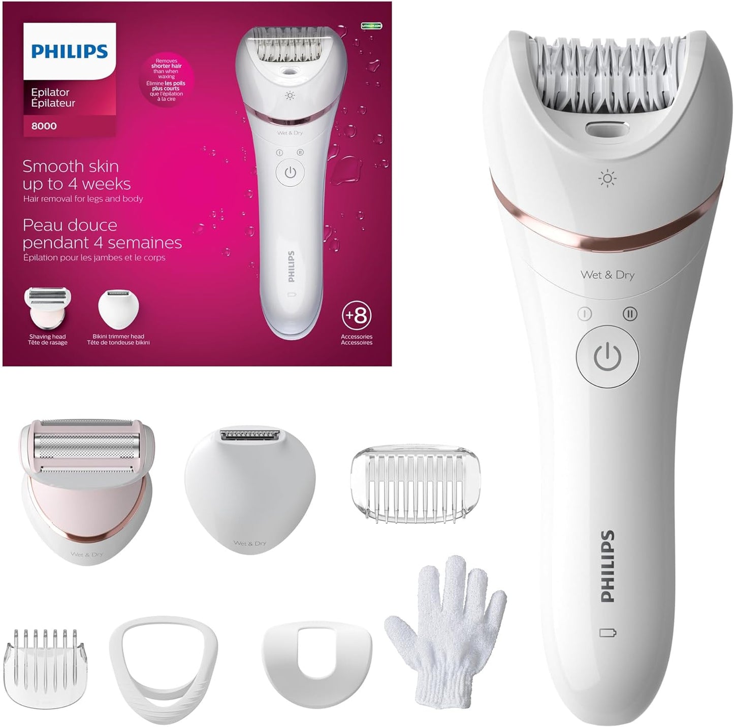 Philips Epilator Series 8000 Wet & Dry Epilator, BRE720/14