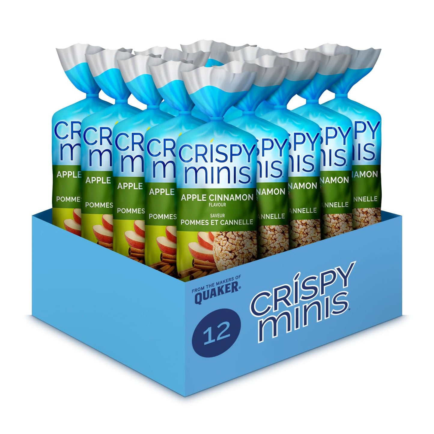Quaker Crispy Minis White Cheddar Flavour Large Brown Rice Cakes, Multi-Pack, 140g (Pack of 12)