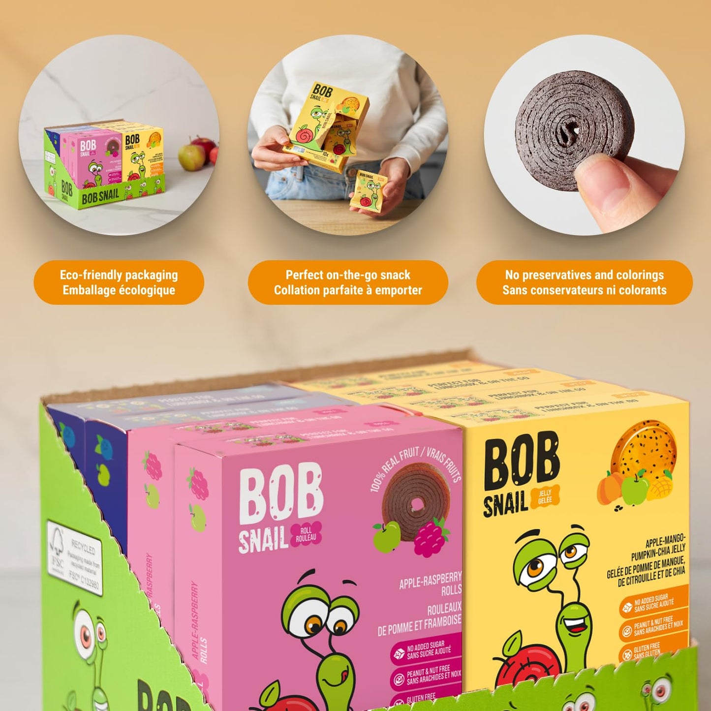 Bob Snail Healthy Snacks Mix Family Pack - Fruit Rolls with Mango & Strawberry, Jelly with Cherry, Candy box Fruit Snacks, All Natural Healthy Snacks for kids, No Added Sugar sour Candy, 80 pcs Pack / 800 gram candy bulk