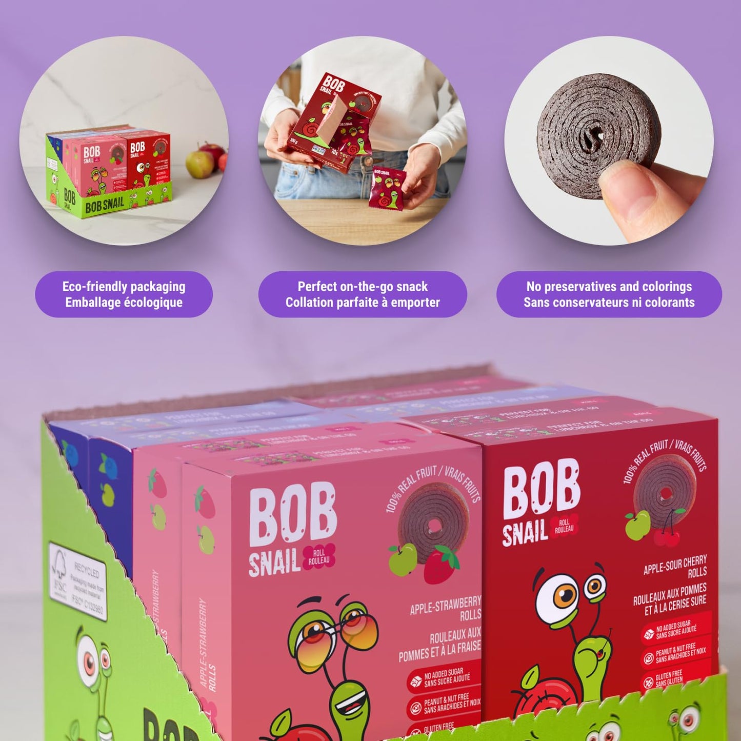 Bob Snail Healthy Snacks Berry Mix Family Pack - Nut free fruit Rolls with Blueberry, Raspberry & Strawberry, Candy box Fruit Snacks, All Natural Healthy Snacks for kids, No Added Sugar sour Candy, 80 pcs Pack / 800 gram candy bulk (Blueberry, Raspberry &