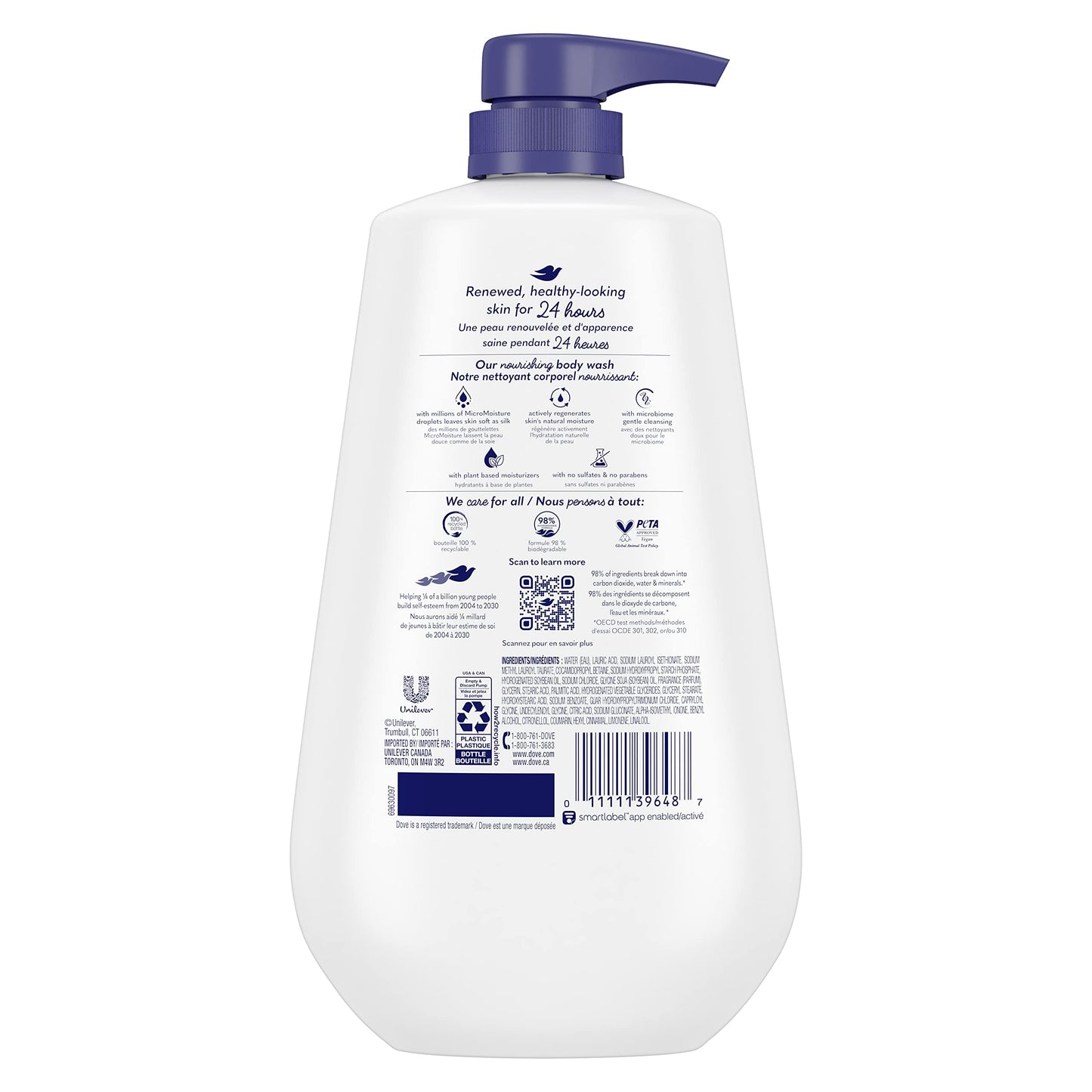 Dove Deep Moisture Body Wash with Pump, for nourishing the driest skin, 905ml (Pack of 2)