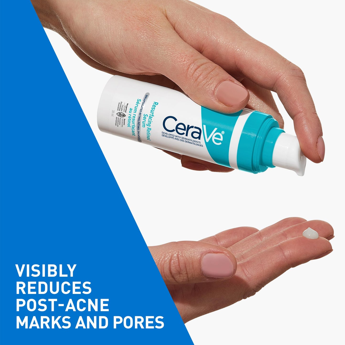 CeraVe Resurfacing RETINOL Serum For Face with niacinamide. Helps even skin tone, skin smoothness, post-acne marks & pore minimizer. Gentle, Fragrance-free, non-comedogenic, sensitive skin, 30ML