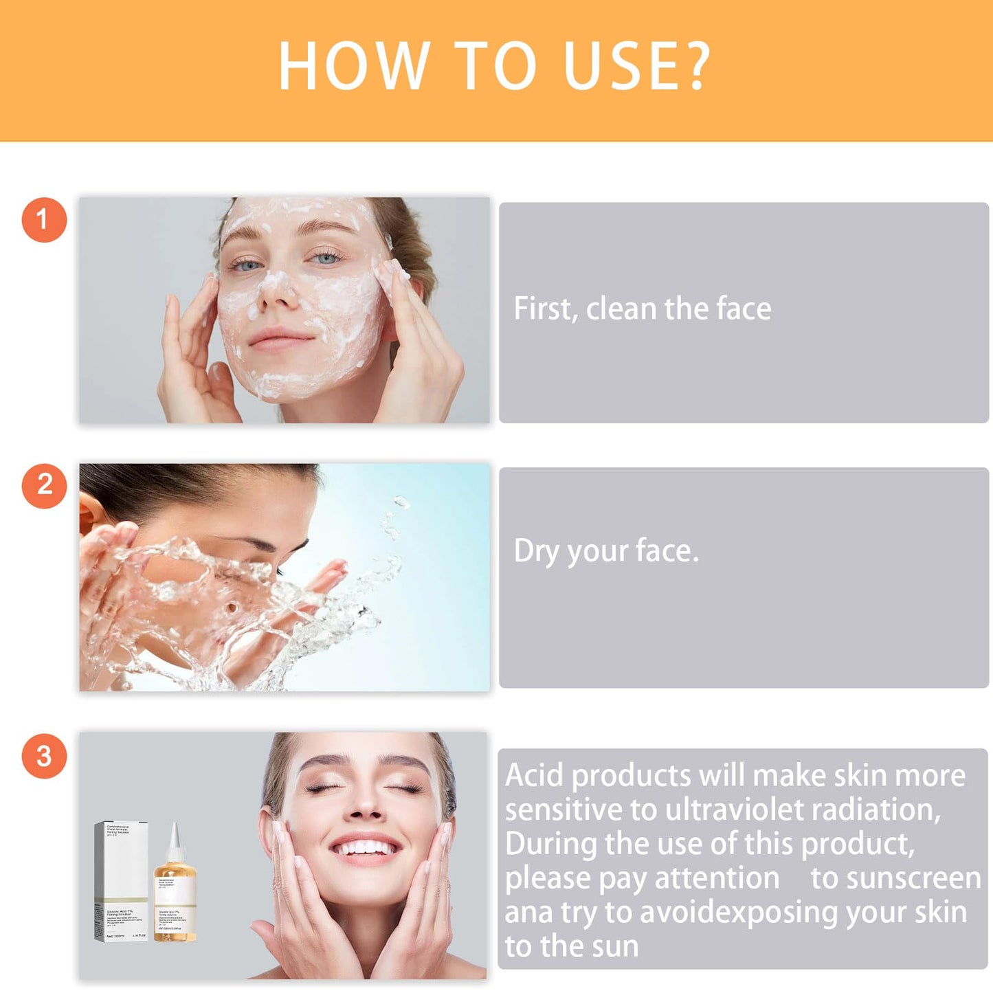 Ordinary Acid Toning Solution, Acid 7% Toner, Sour 7% Toning, Keep The Skin Moist, For Women All Skin Types (100ml*2Pcs)
