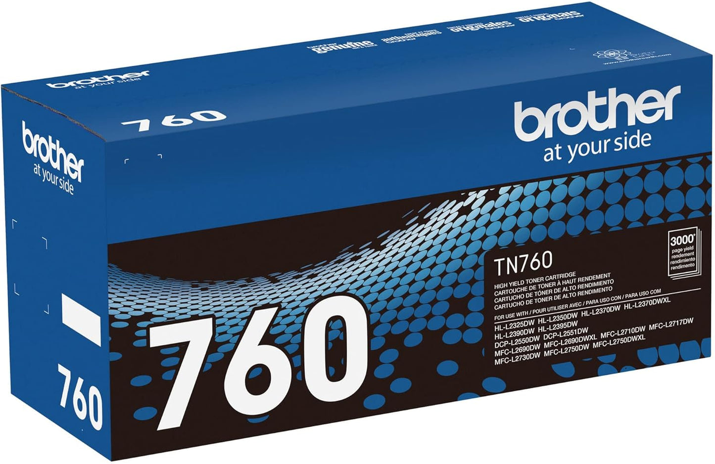 Brother Genuine TN760 Black High Yield Toner Cartridge for Use with Brother DCP-L2550DW, HL-L2350DW, HL-L2370DW, HL-L2370DWXL, HL-L2390DW, HL-L2395DW, MFC-L2710DW, MFC-L2750DW, MFC-L2750DWXL