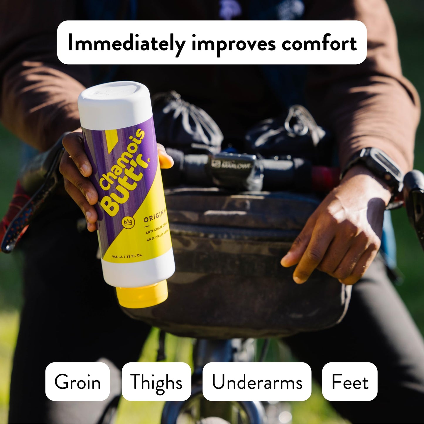 Chamois Butt'r Original,Bottle with Pump, 32oz/946ml Purple/Yellow
