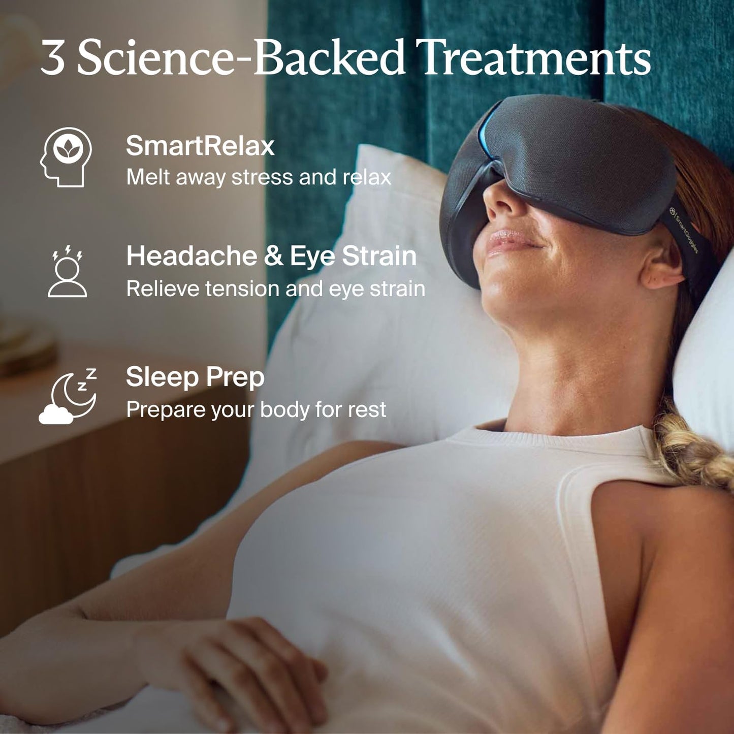 Therabody SmartGoggles 2.0 Heated Eye Mask & Eye Massager - Blackout Sleep Mask & Temple Massage for Personalized Relaxation, Stress Relief & Headache Relief