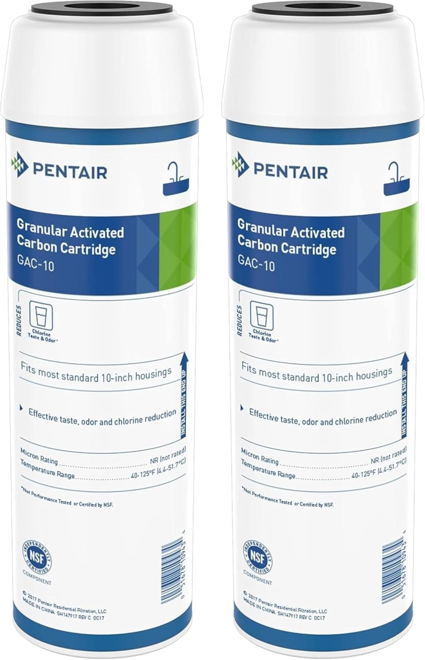 Pentair Pentek GAC-BB Big Blue Carbon Water Filter, 10-Inch, Whole House Heavy Duty Granular Activated Carbon (GAC) Replacement Cartridge, 10" x 4.5", Pack of 2