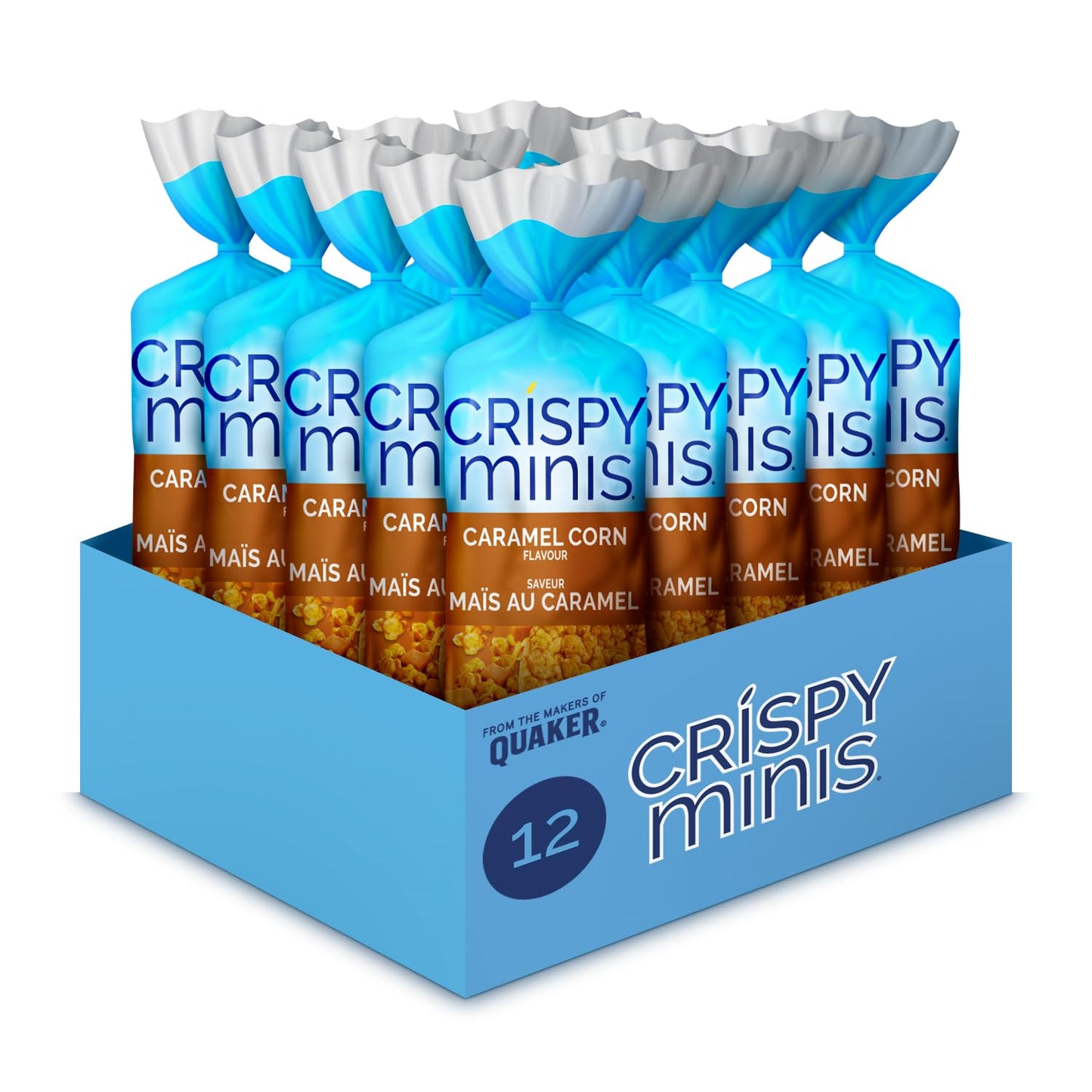 Quaker Crispy Minis White Cheddar Flavour Large Brown Rice Cakes, Multi-Pack, 140g (Pack of 12)