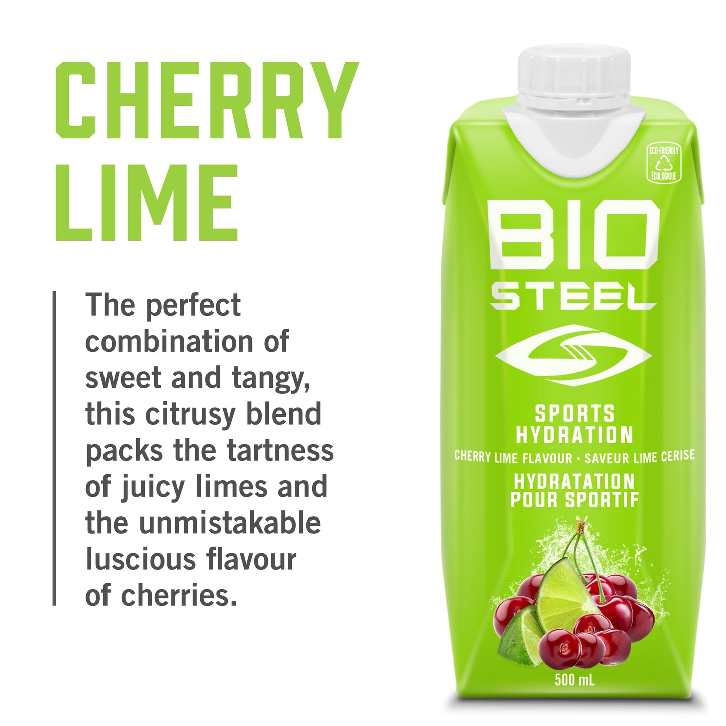 BioSteel Sports Drink, Great Tasting Hydration with 5 Essential Electrolytes, Cherry Lime Flavour, 16.7 Fluid Ounces, 12-Pack
