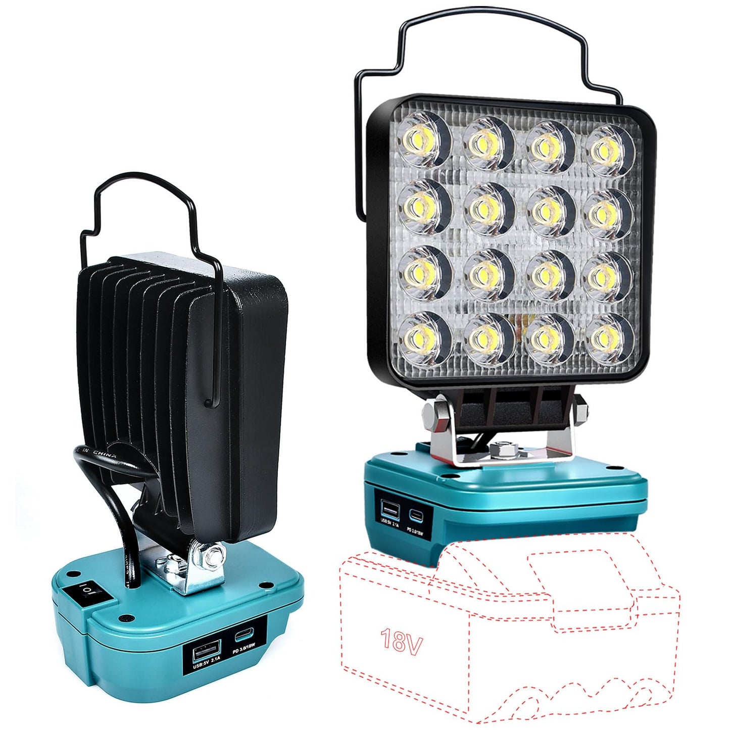 Cordless LED Work Light for Milwaukee 18V Lithium Batteries, 108W 5400LM Adjustable Portable Flood Lights for Job Site Lighting Outdoor Camping Garage Vehicle Lighting【Battery not Included】