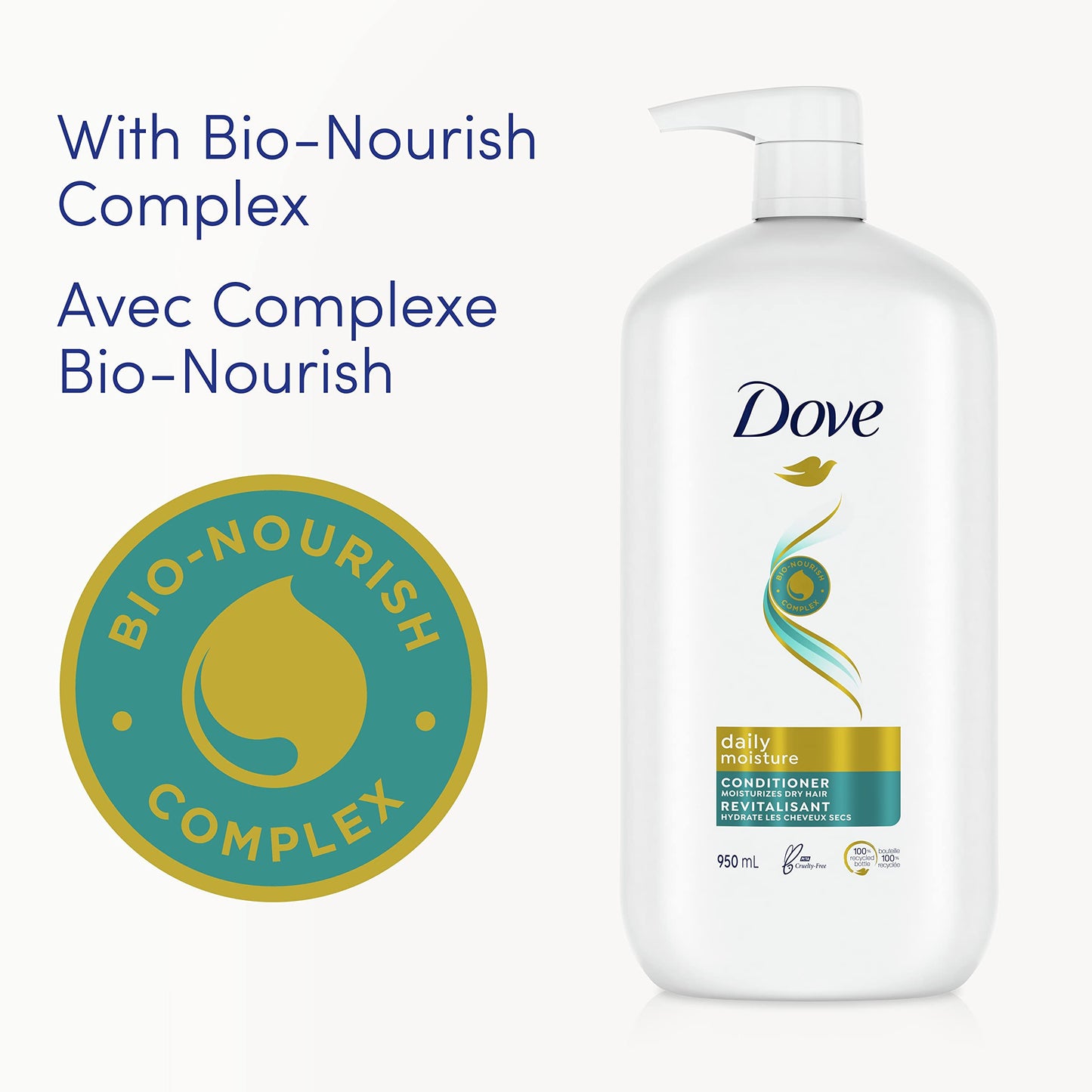 Dove Daily Moisture Conditioner with Bio-Nourish Complex moisturizes and nourishes dry hair 950 ml