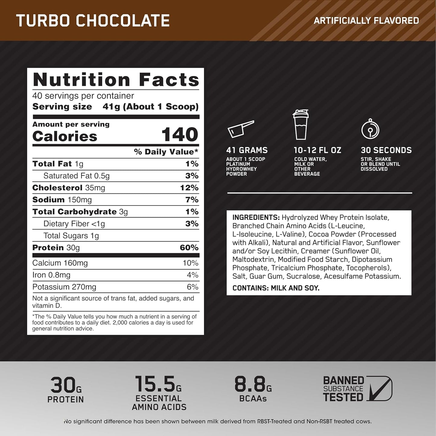 OPTIMUM NUTRITION Platinum HydroWhey, Turbo Chocolate 3.5lb