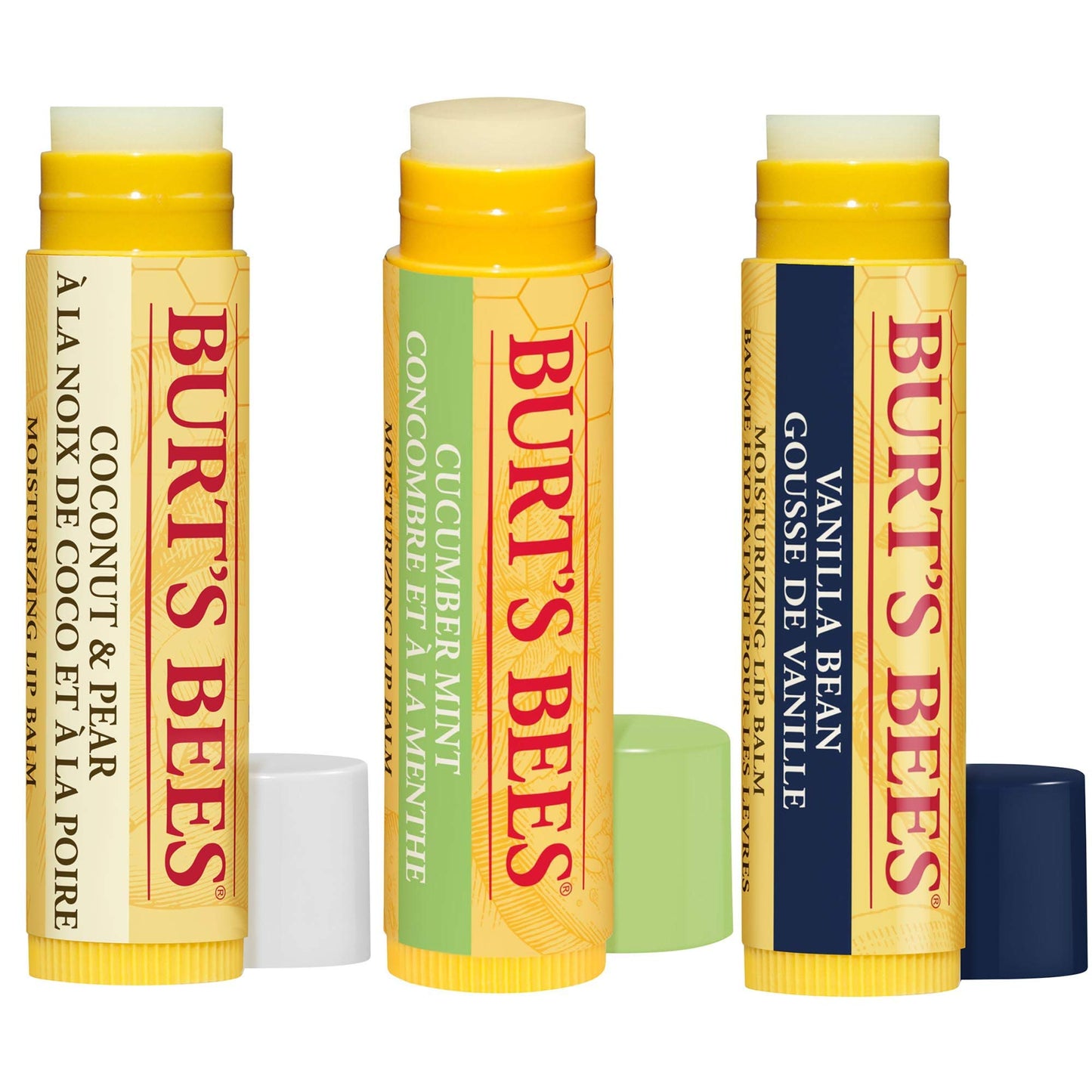 Burt's Bees Moisturizing Lip Balm for Dry Chapped Lips 100% Natural Origin, Original Beeswax with Vitamin E & Peppermint Oil, 3 Tubes, Value Pack