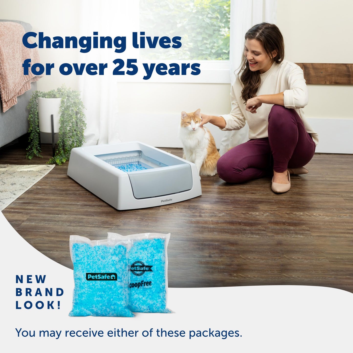 PetSafe ScoopFree Premium Blue Crystal Litter, Superior Odor Control - Low Tracking for Less Mess - Lasts Up to 1 Month (2 Pack of 4.3 Lb Bag)