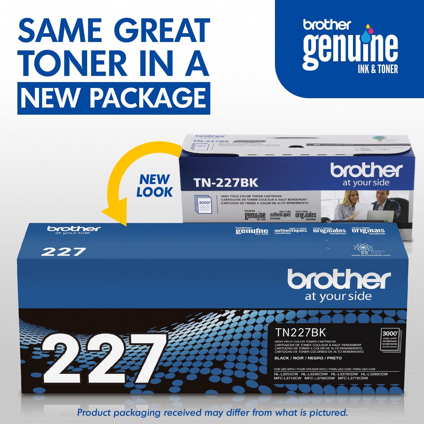 Brother TN227BK Laser Printer High Yield Toner Cartridge, Black TN227