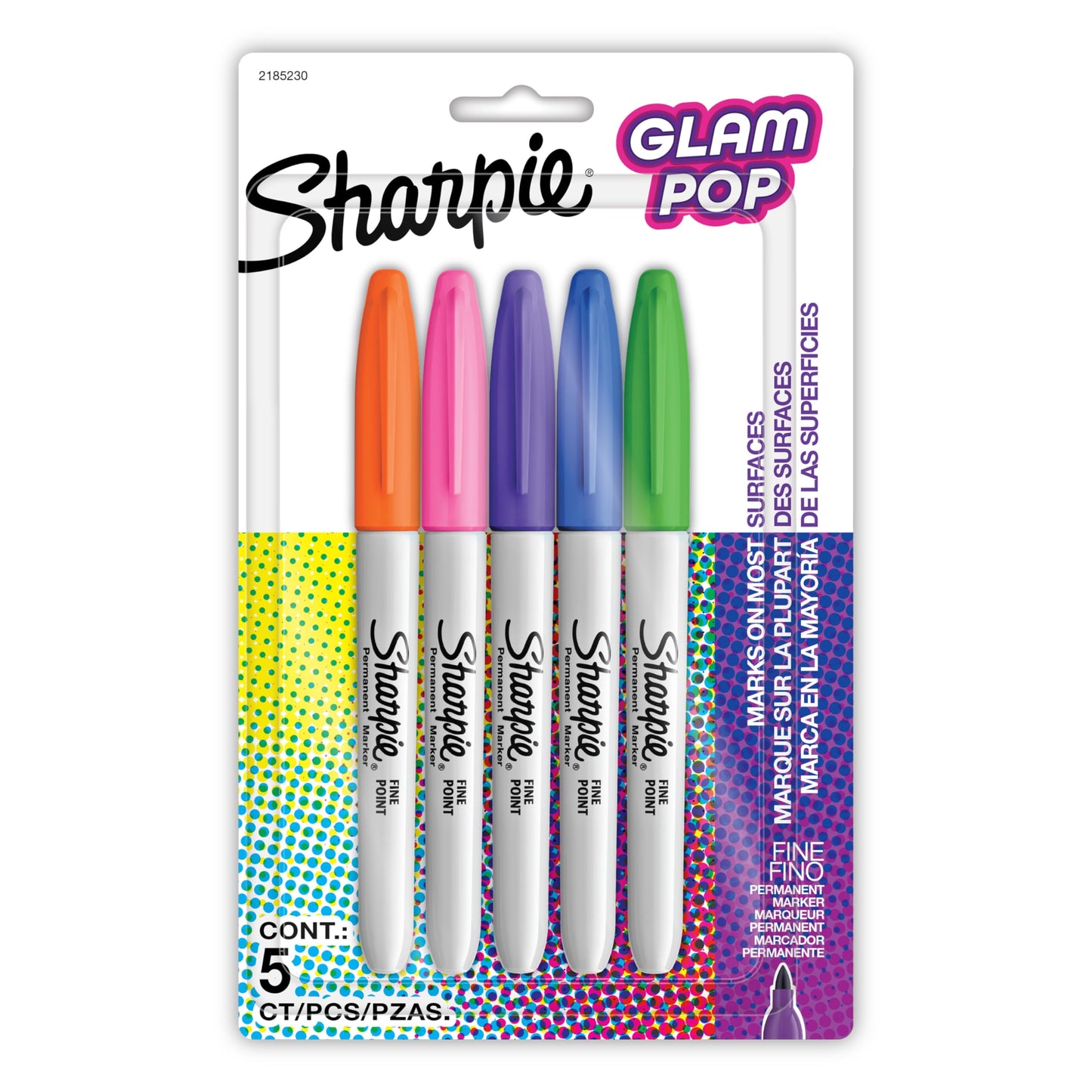 Sharpie Glam Pop Permanent Markers, Fine Point, Assorted Colours, 24 Count