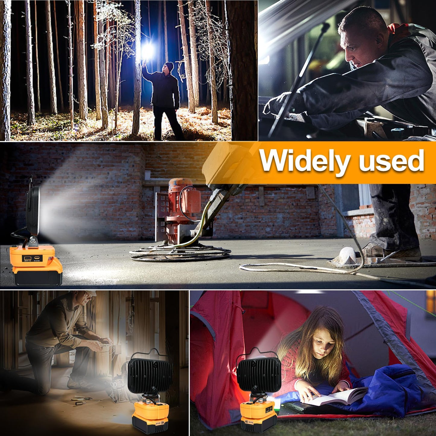 Cordless LED Work Light for Milwaukee 18V Lithium Batteries, 108W 5400LM Adjustable Portable Flood Lights for Job Site Lighting Outdoor Camping Garage Vehicle Lighting【Battery not Included】