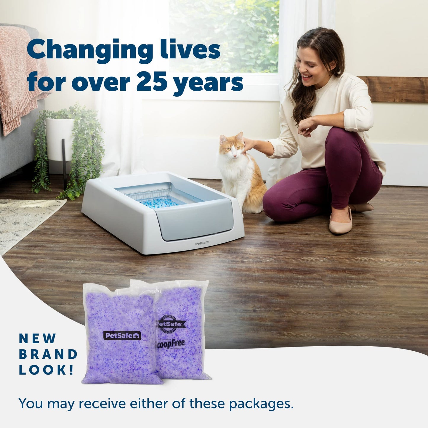 PetSafe ScoopFree Premium Blue Crystal Litter, Superior Odor Control - Low Tracking for Less Mess - Lasts Up to 1 Month (2 Pack of 4.3 Lb Bag)