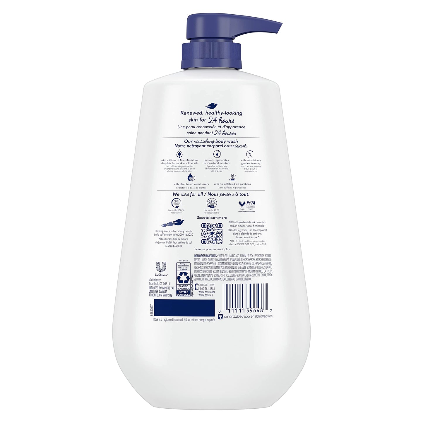 Dove Deep Moisture Body Wash with Pump, for nourishing the driest skin, 905ml (Pack of 2)
