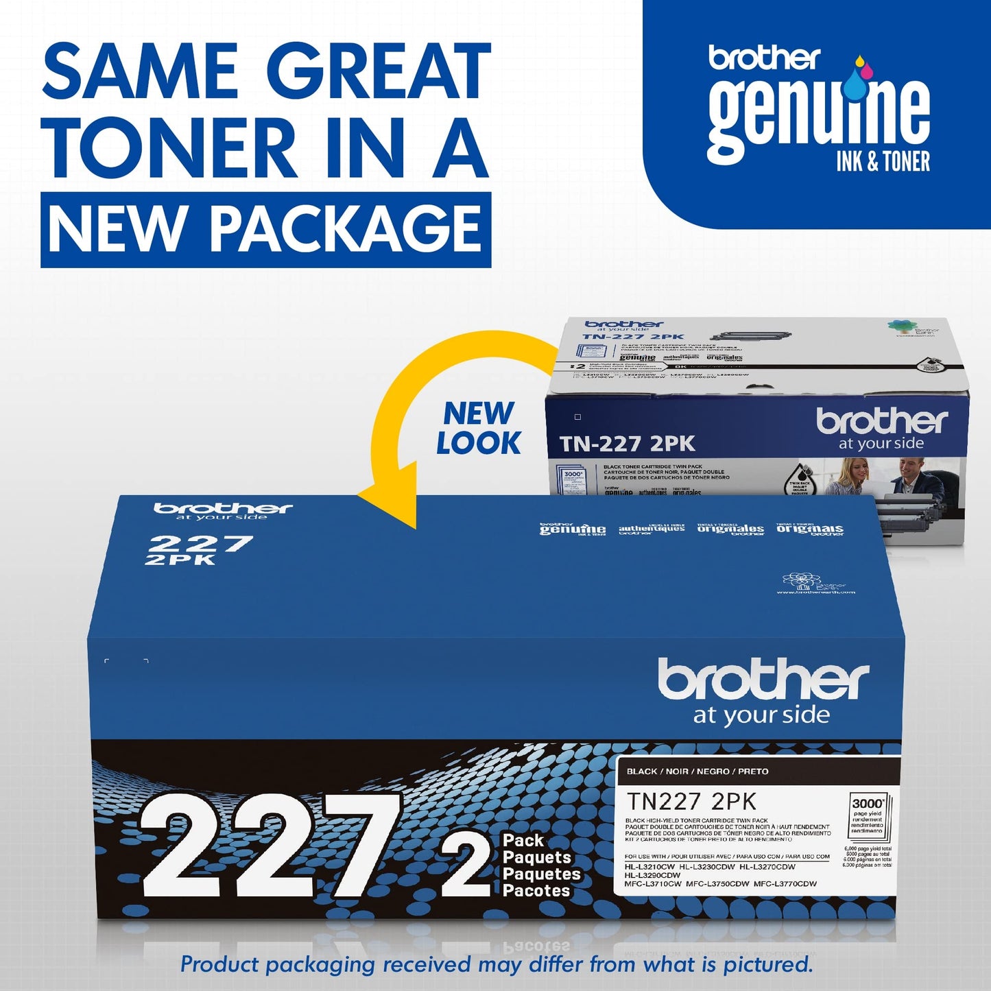 Brother TN227BK Laser Printer High Yield Toner Cartridge, Black TN227