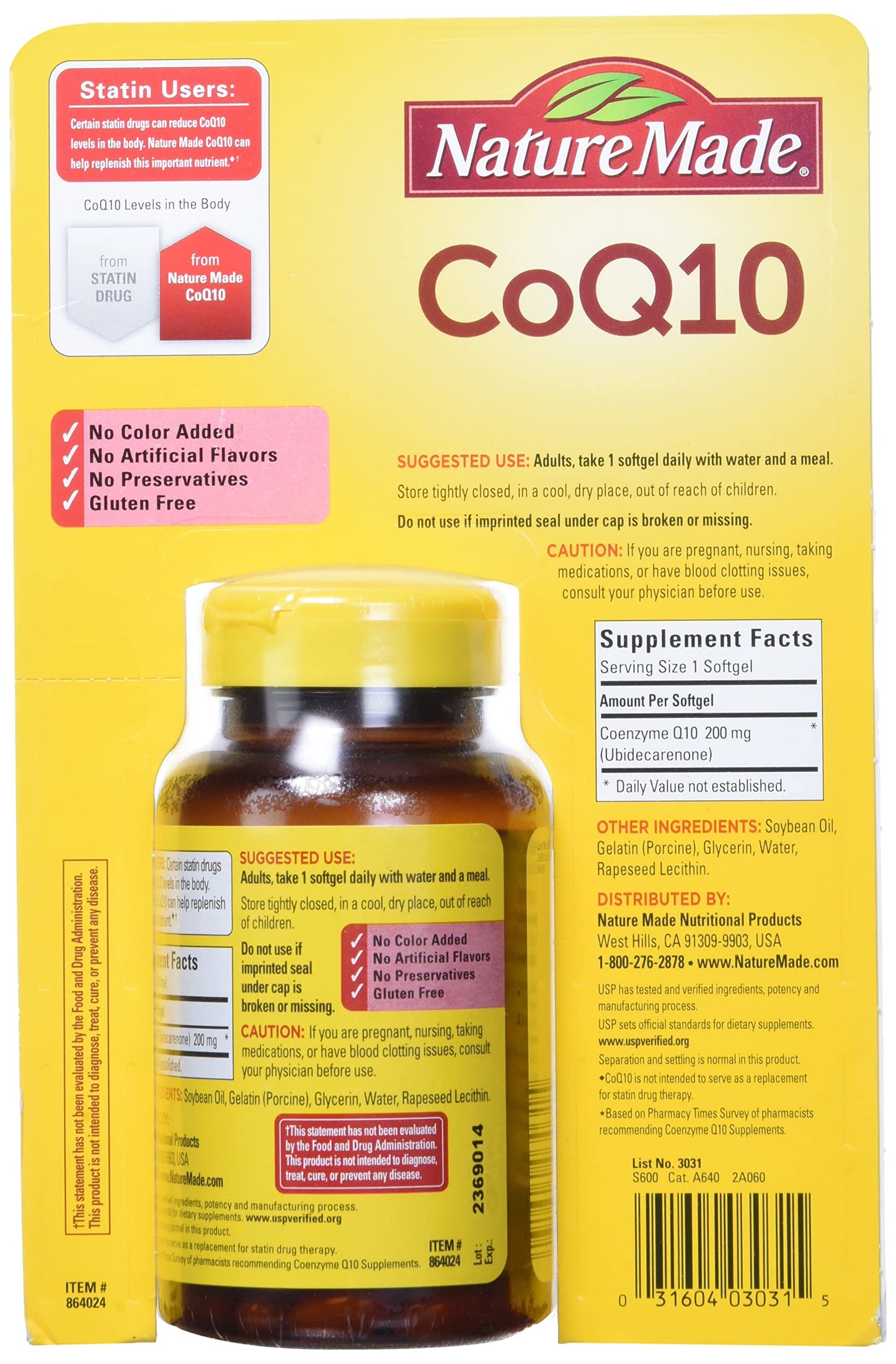 Nature Made CoQ10 200mg, Dietary Supplement for Heart Health Support, 105 Softgels, 105 Day Supply