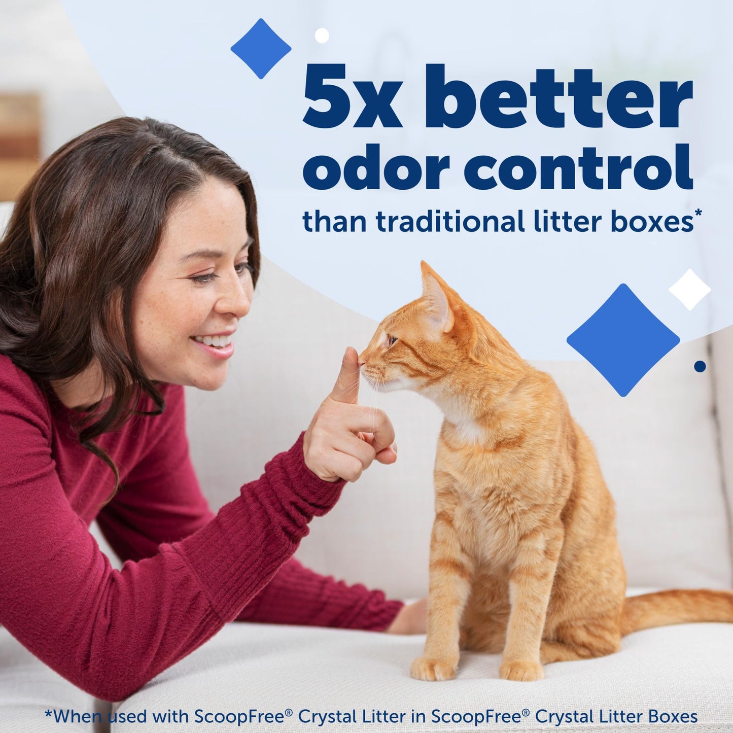 PetSafe ScoopFree Premium Blue Crystal Litter, Superior Odor Control - Low Tracking for Less Mess - Lasts Up to 1 Month (2 Pack of 4.3 Lb Bag)