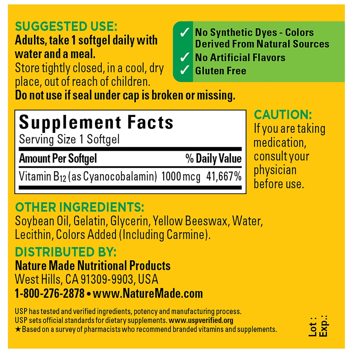 Nature Made Vitamin B12 1000 mcg, Dietary Supplement for Energy Metabolism Support, 150 Softgels, 150 Day Supply