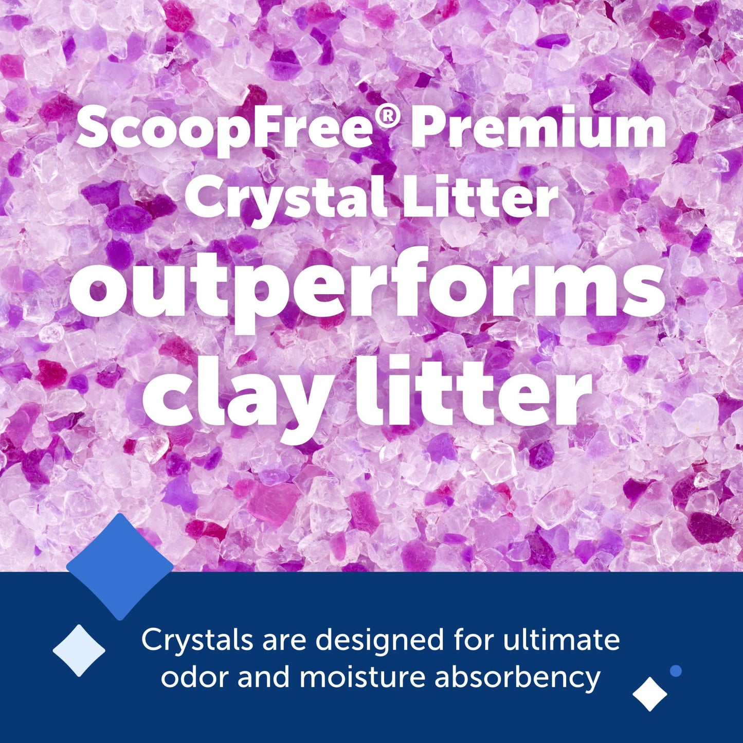 PetSafe ScoopFree Premium Blue Crystal Litter, Superior Odor Control - Low Tracking for Less Mess - Lasts Up to 1 Month (2 Pack of 4.3 Lb Bag)
