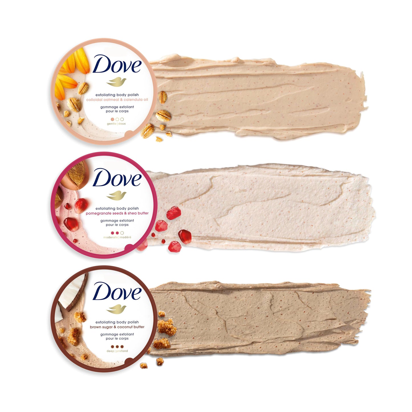 Dove Exfoliating Body Polish Scrub For Silky, Soft Skin Pomegranate and Shea Butter Body Scrub Exfoliates and Provides Lasting Nourishment 10.5 oz