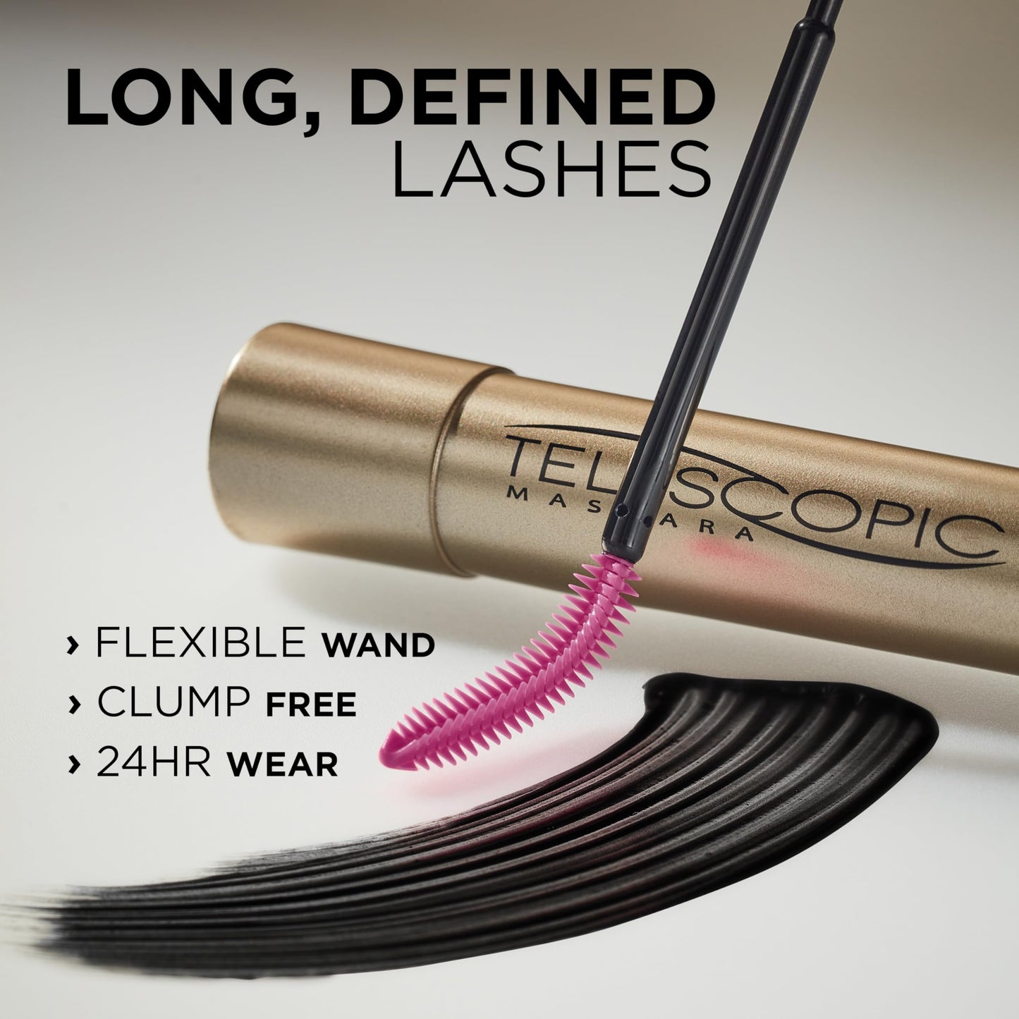 L’Oréal Paris Telescopic Mascara, Eyelash Lengthening Mascara, Unique Non-Clumping Formula, Delivers Intense Length, For Sensitive Eyes, Blackest Black, 8 ml