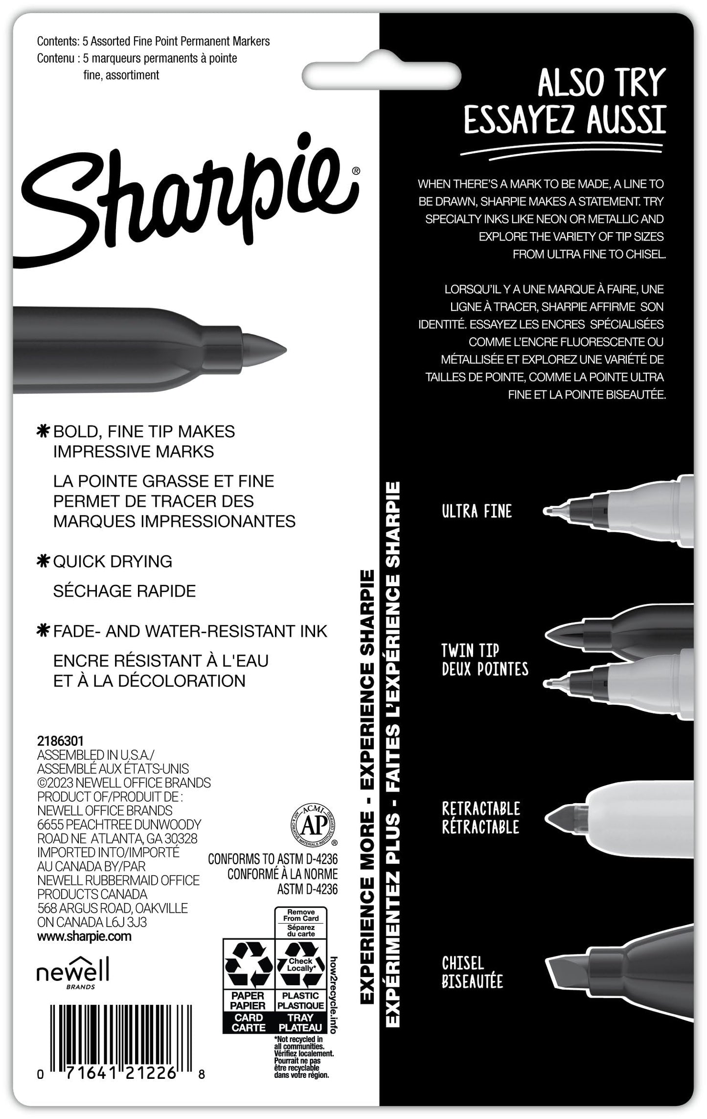 Sharpie Glam Pop Permanent Markers, Fine Point, Assorted Colours, 24 Count