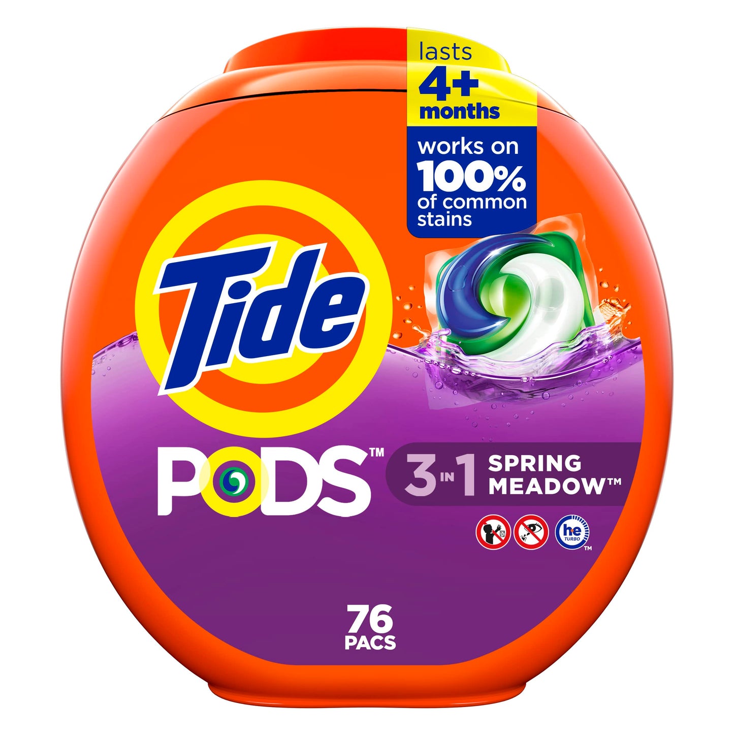 Tide PODS Liquid Laundry Detergent pacs, Spring Meadow Scent, 112 count