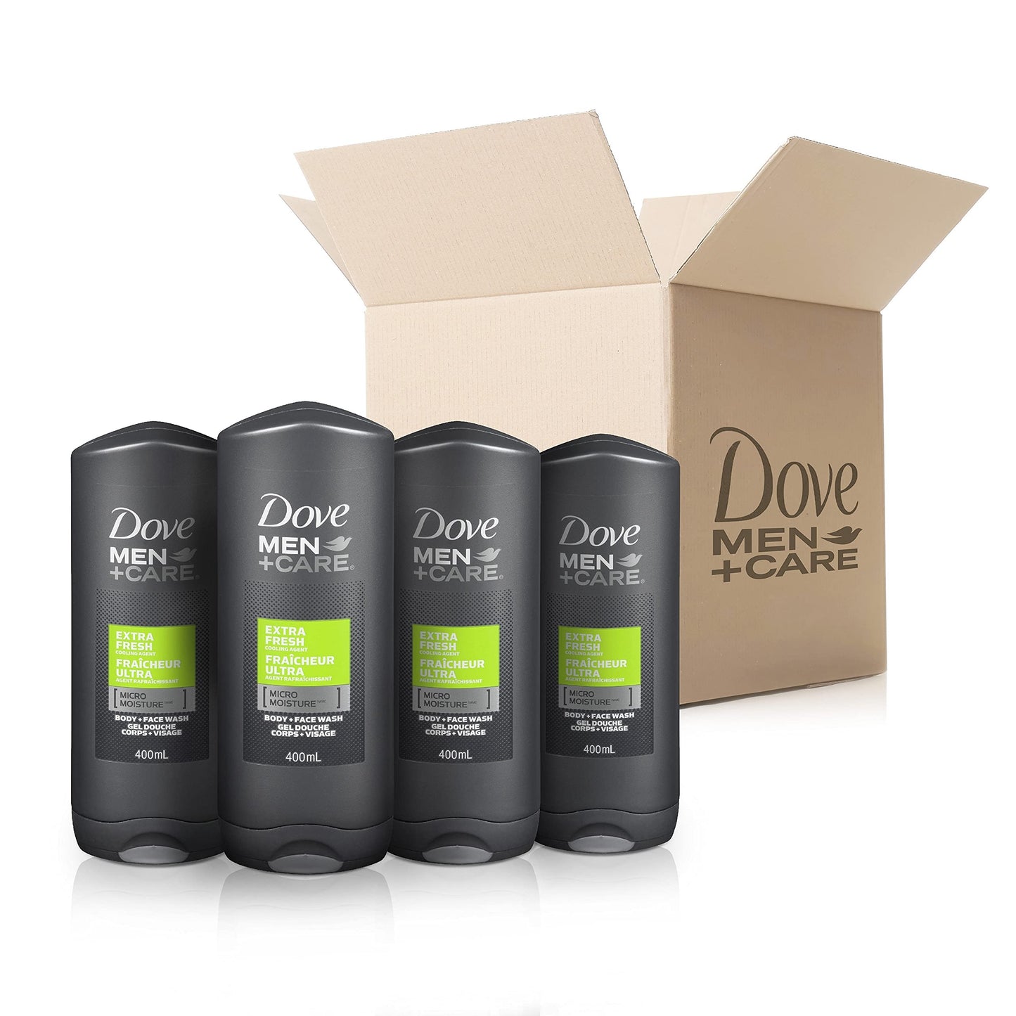 Dove Men+Care Body + Face Wash, Clean Comfort, Hydrating with 24hr Nourishing Micromoisture Technology, 400ml, Pack of 4