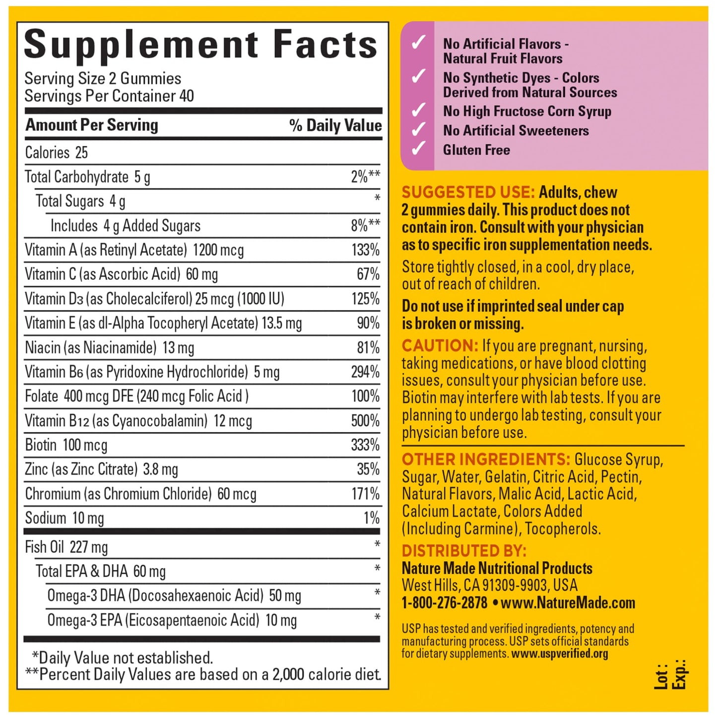 Nature Made Womens Multivitamin with Omega-3, Multivitamin for Women for Daily Nutritional Support, 150 Gummies, 75 Day Supply