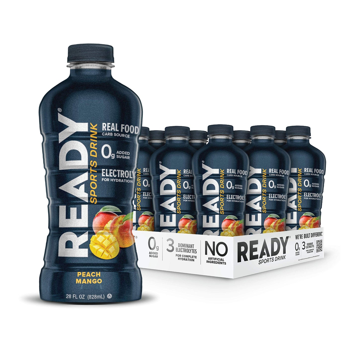 Ready Sports Drink, Electrolyte Blend with B Vitamins and No Added Sugar, Peach Mango, 16.9 Fluid Ounces