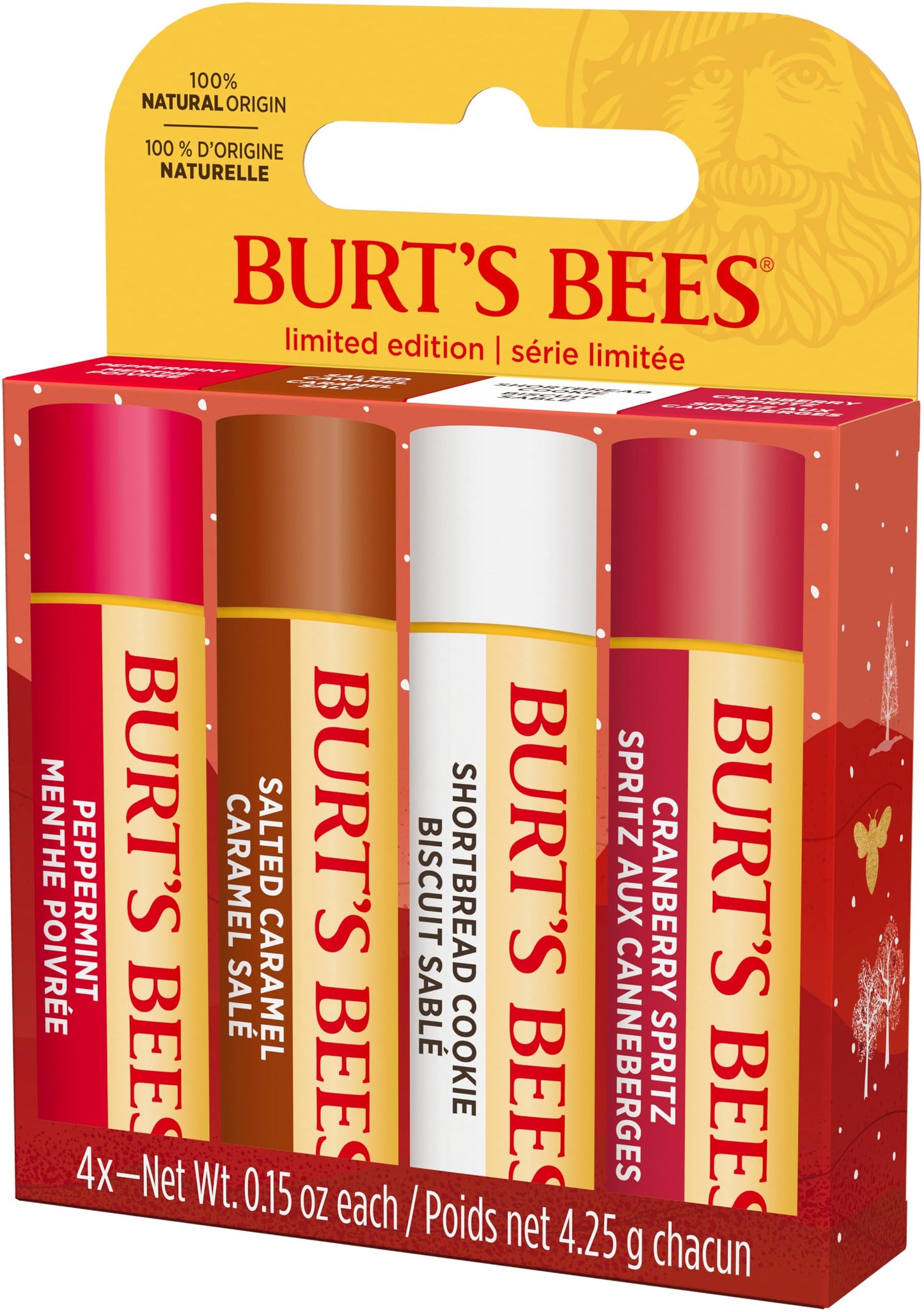 Burt's Bees Kissable Colour Gift Set, Warm Collection, 3 Lip Shimmers in Peony, Rhubarb and Fig