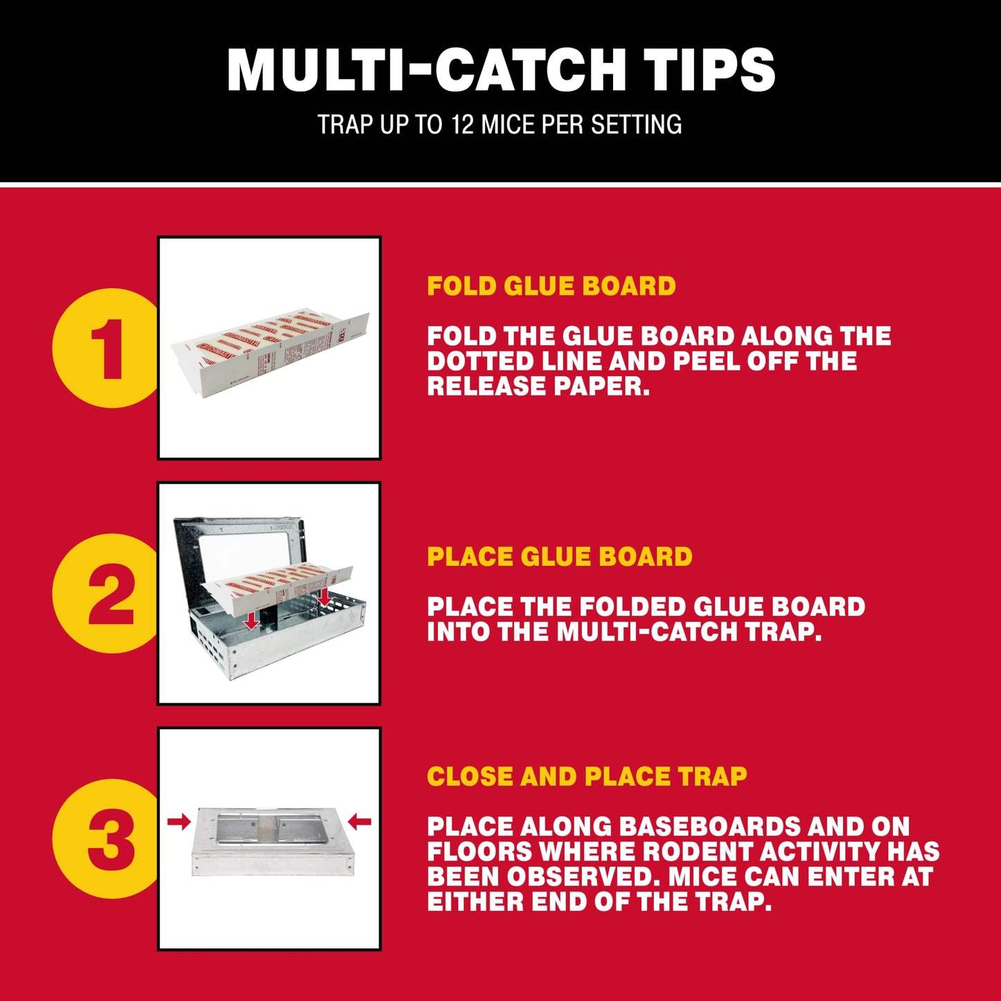Catchmaster Pro Series Multi-Catch Mouse Trap 6-Pack, Humane Mouse Traps Indoor for Home, Rat Trap Outdoor with Replaceable Glue Boards, Pet Safe Pest Control, Live Trap for Garage & Shed