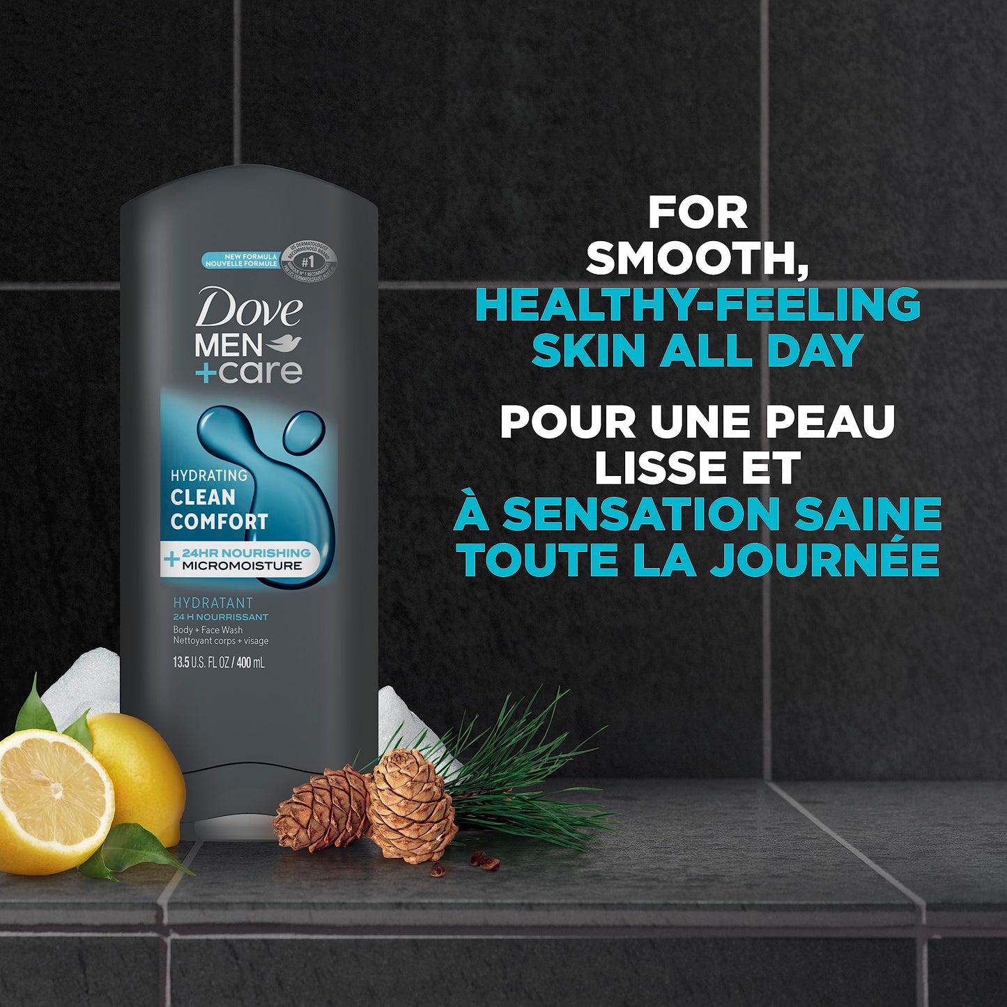 Dove Men+Care Body + Face Wash, Clean Comfort, Hydrating with 24hr Nourishing Micromoisture Technology, 400ml, Pack of 4