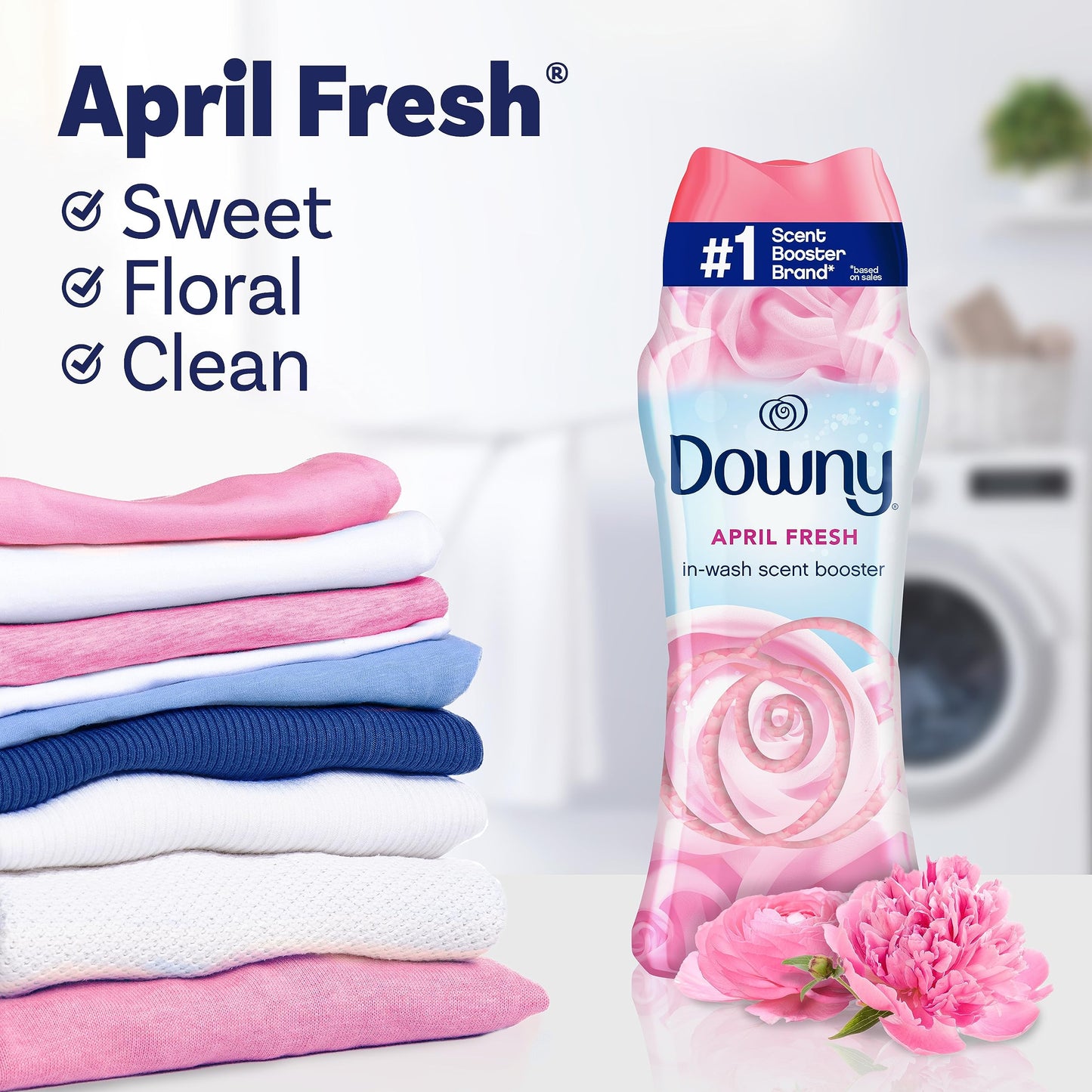 Downy Light Laundry Scent Booster Beads for Washer, Ocean Mist, 680 Grams, with No Heavy Perfumes