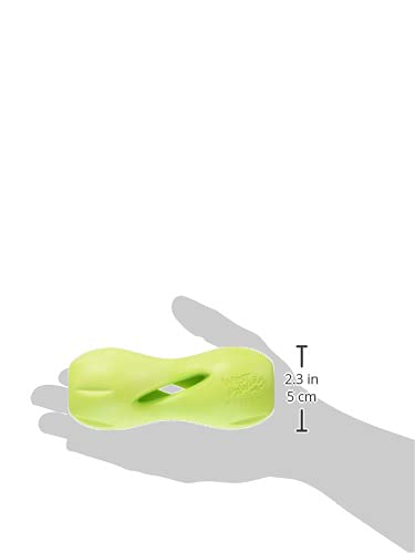 West Paw Zogoflex Qwizl Dog Puzzle Treat Toy Interactive Chew Toy for Dogs Dispenses Pet Treats Brightly-Colored Dog Puzzles for Aggressive Chewers, Fetch, Catch, Non-Toxic Small 5.5 inch , Tangerine