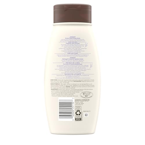 Aveeno Stress Relief Body Wash - Dry Skin, Colloidal Oatmeal, Ylang Ylang, Chamomile, Lavender Essential Oils, 975 mL (Packaging May Vary)