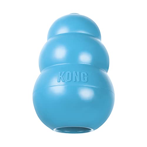 KONG Puppy Toy Natural Teething Rubber -Fun to Chew, Chase & Fetch- For Large Puppies (Color May Vary)