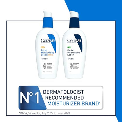 CeraVe Facial Moisturizer with SPF 30. Face Sunscreen Lotion with Hyaluronic Acid, Niacinamide & Ceramides for Women & Men. Oil-free, normal to dry skin. Verified Extended Use Date, Travel Size 89ML