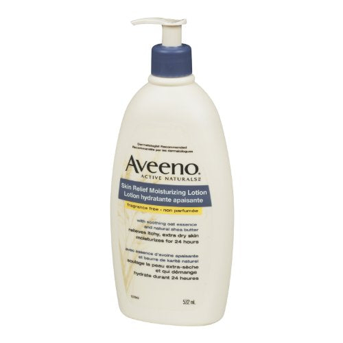 Aveeno Skin Relief Moisturizing Body Lotion With Natural Shea Butter & Triple Oat Complex, Unscented Moisturizer for Extra Dry, Itchy or Sensitive Skin, Fragrance Free, 975mL