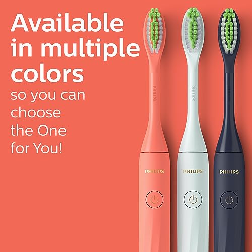 PHILIPS One By Sonicare Battery Toothbrush, Miami Coral, Hy1100/01, 1 Count
