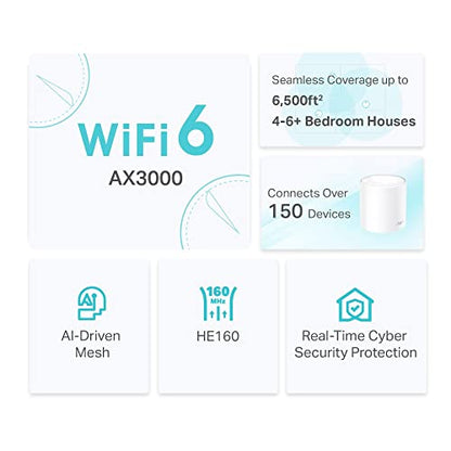 TP-Link Deco AX3000 WiFi 6 Mesh System (Deco X50) - Covers up to 6,500 Sq.Ft, Replaces Wireless Router and Extender, 3 Gigabit Ports per Unit, Supports Ethernet Backhaul, 3-Pack