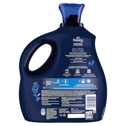 Downy Ultra Soft Fabric Softener Liquid, Balance, Crisp Rain and Blue Eucalyptus, 2.76L