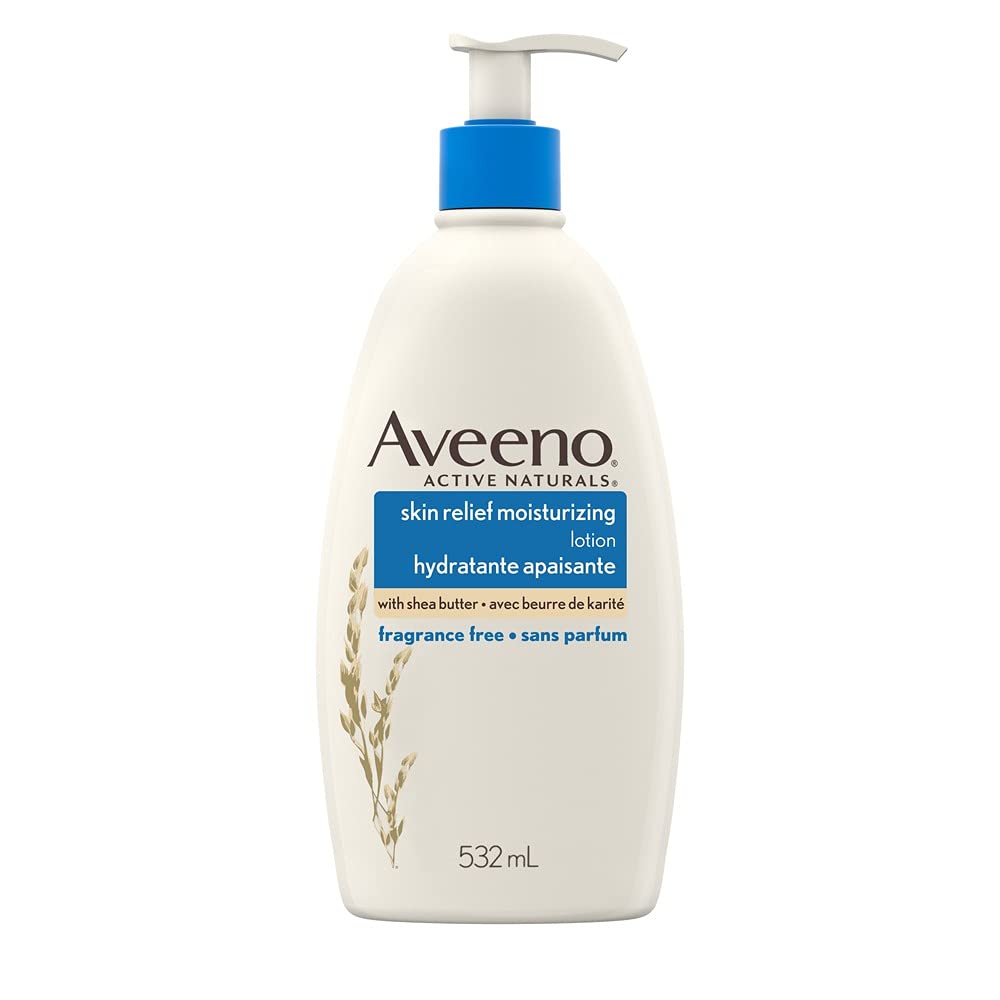 Aveeno Skin Relief Moisturizing Body Lotion With Natural Shea Butter & Triple Oat Complex, Unscented Moisturizer for Extra Dry, Itchy or Sensitive Skin, Fragrance Free, 975mL